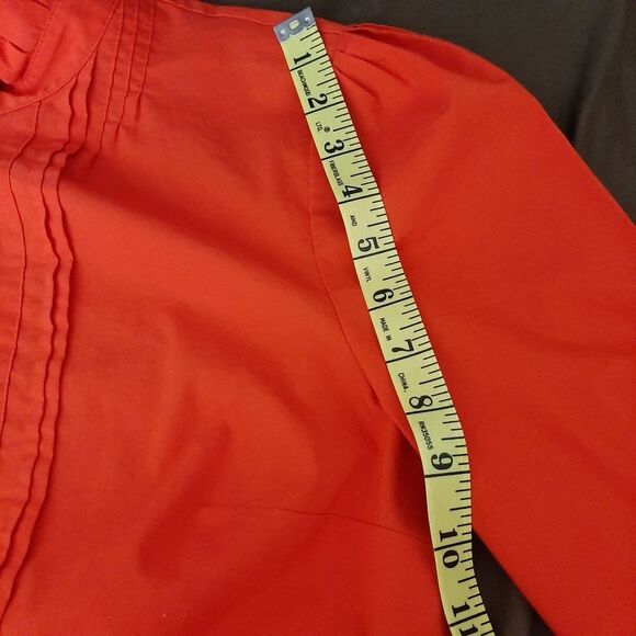 Worthington vintage inspired High Neck Red Puff Shoulder Pleated Cotton Medium - Picture 10 of 12
